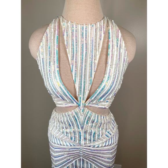 Retrofete Millie Cutout Sequin Embellished Geo White Maxi Dress Size Small - Picture 5 of 12